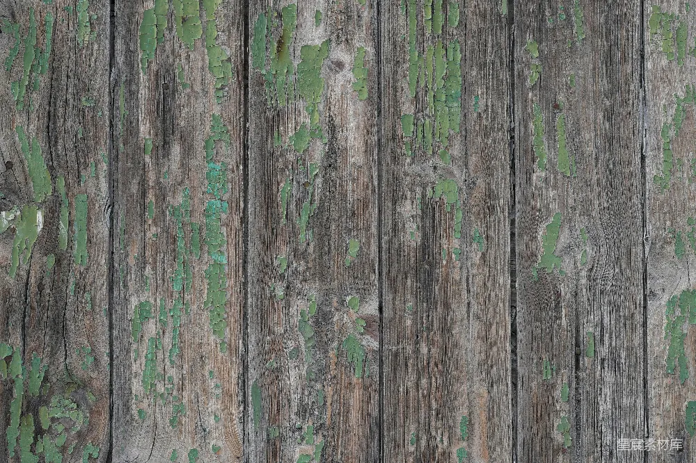 高清摄影  风化的木栅栏，上面的油漆剥落。