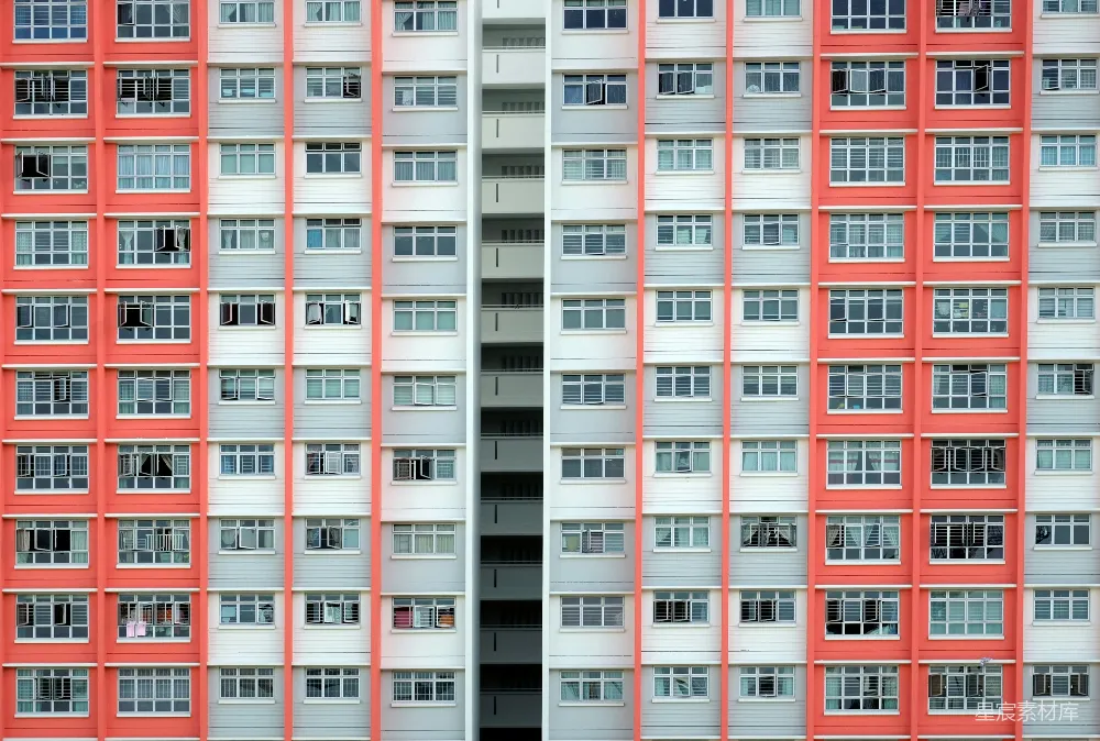 高清摄影  红白相间的混凝土建筑