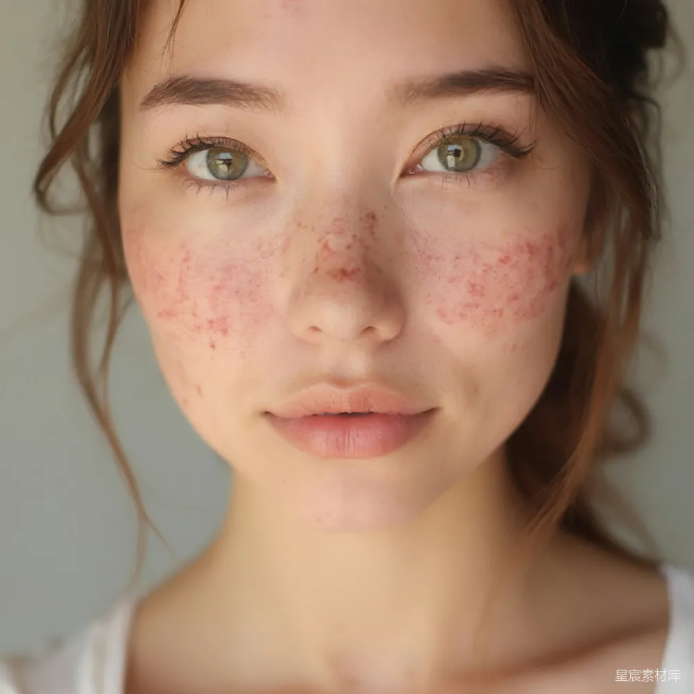 高清摄影  一个脸上有雀斑的年轻女子