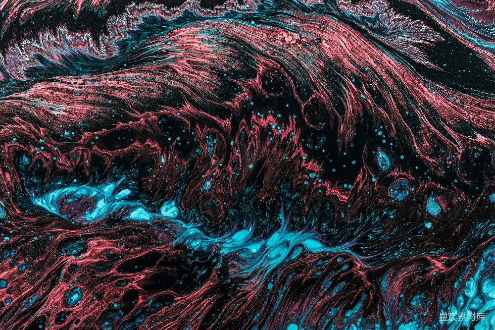 高清摄影 壁纸 红蓝流体抽象画