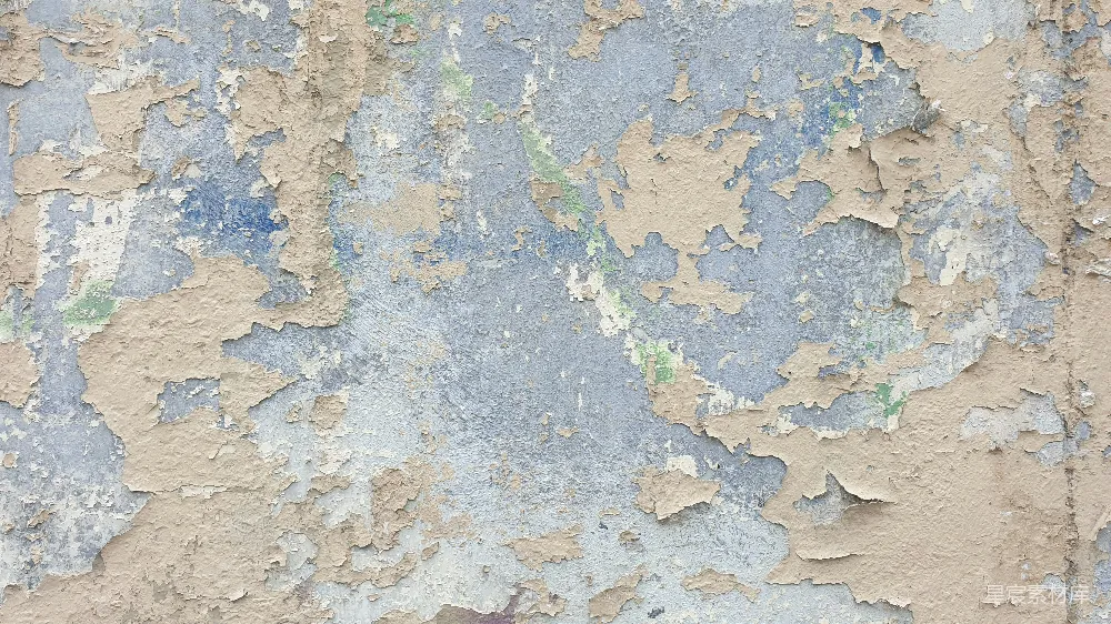 高清摄影  一幅墙的特写画面，上面的油漆正在剥落。