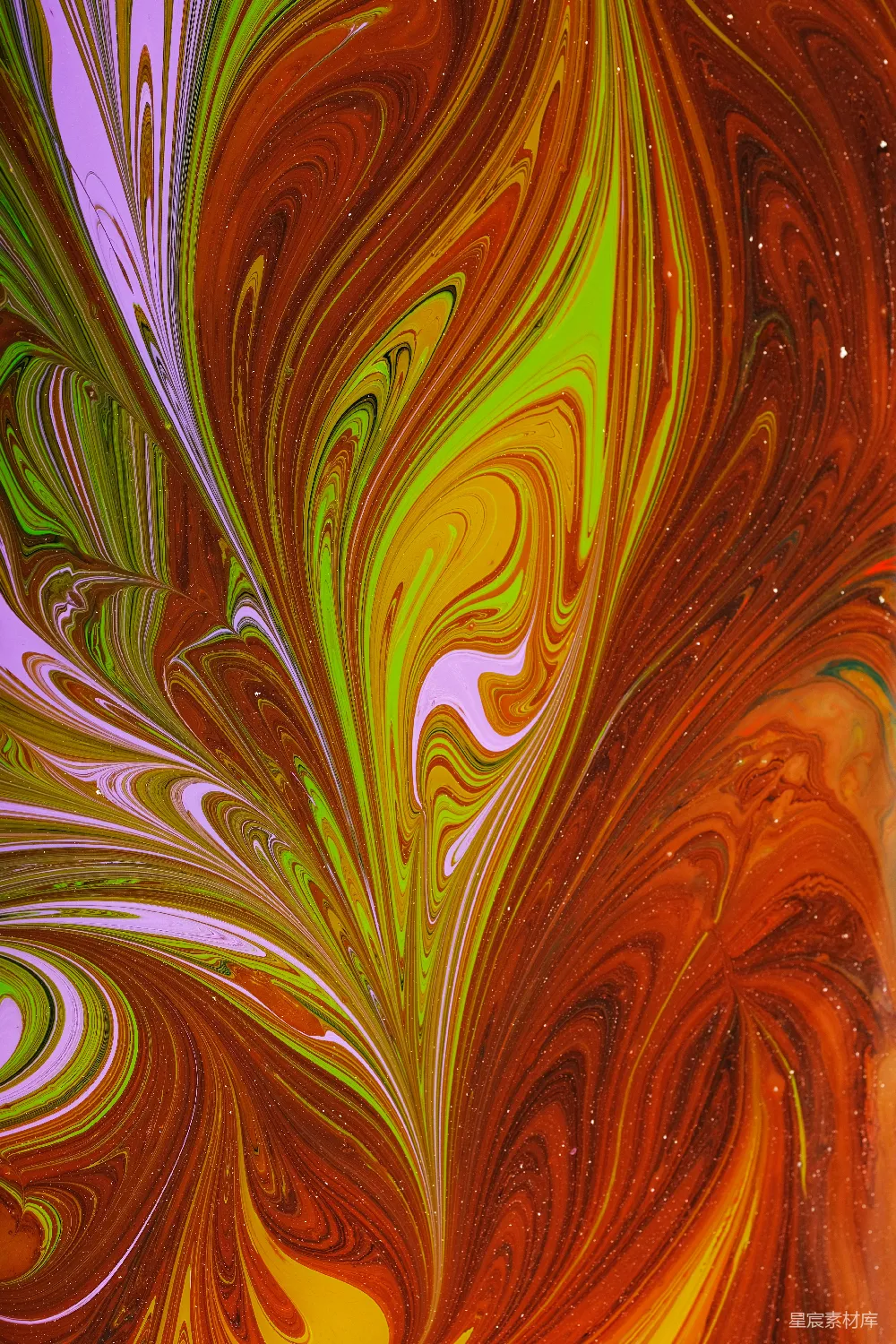 高清摄影 实验性 一幅橙色和黄色调的抽象画的特写