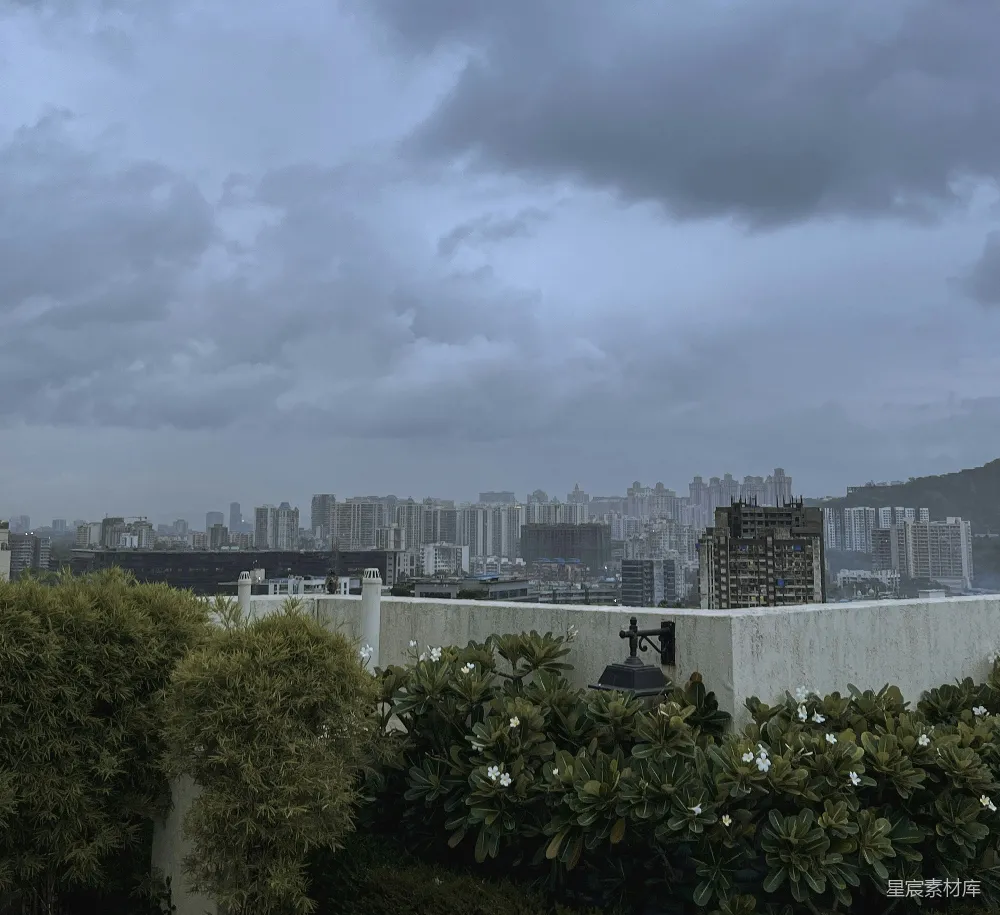 高清摄影  从一栋高楼的顶部俯瞰城市景色