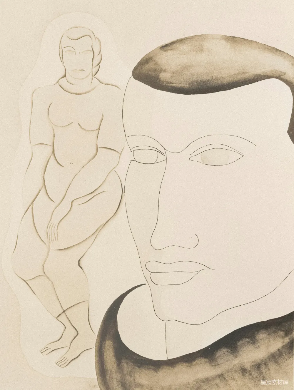 一个男子站在女子旁边的一幅画