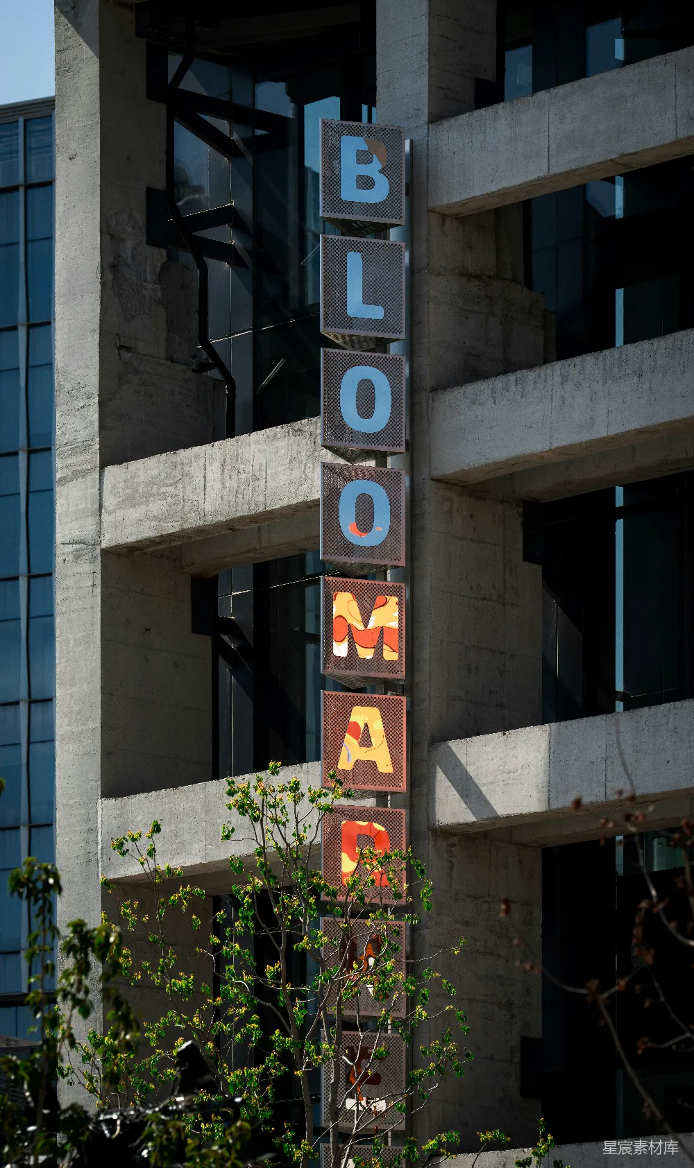 高清摄影  一座建筑上有彩色字母写着“bloom”的字样。