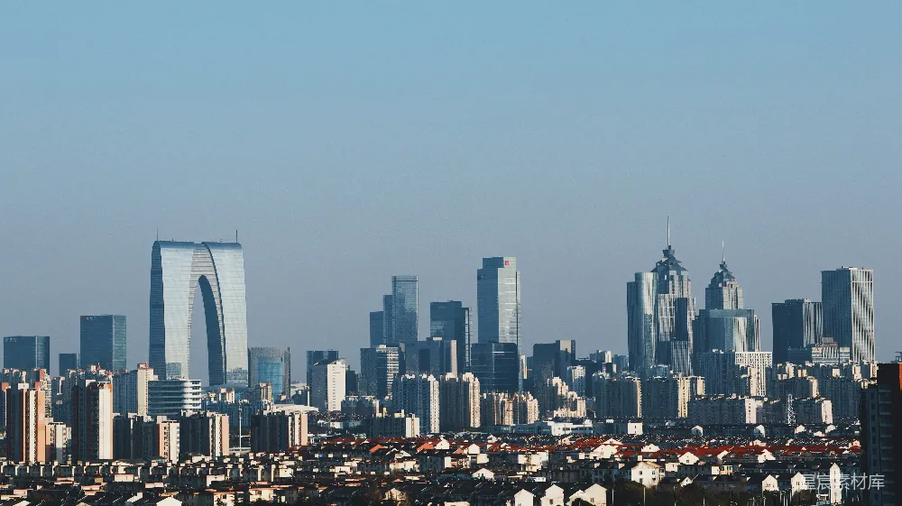 高清摄影  一座城市中的高大建筑的景色