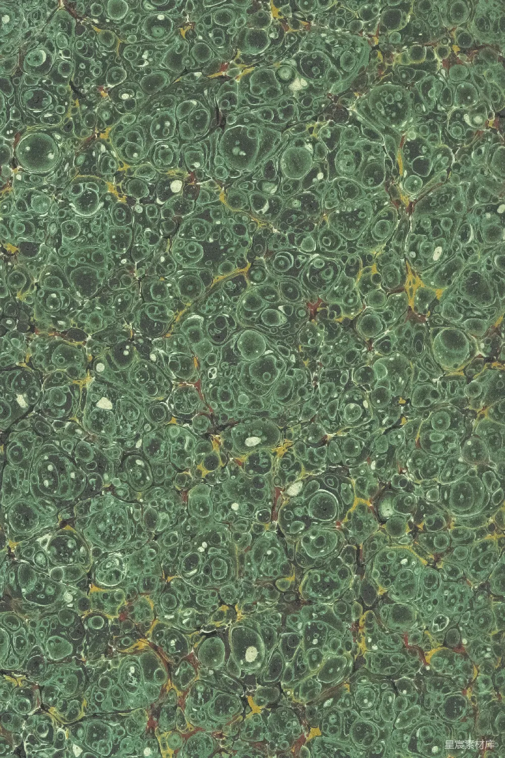高清摄影  绿色大理石纹的纸张，带有白色和黄色的点缀。
