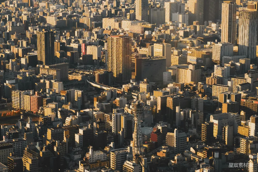 高楼林立的城市景观俯视图。