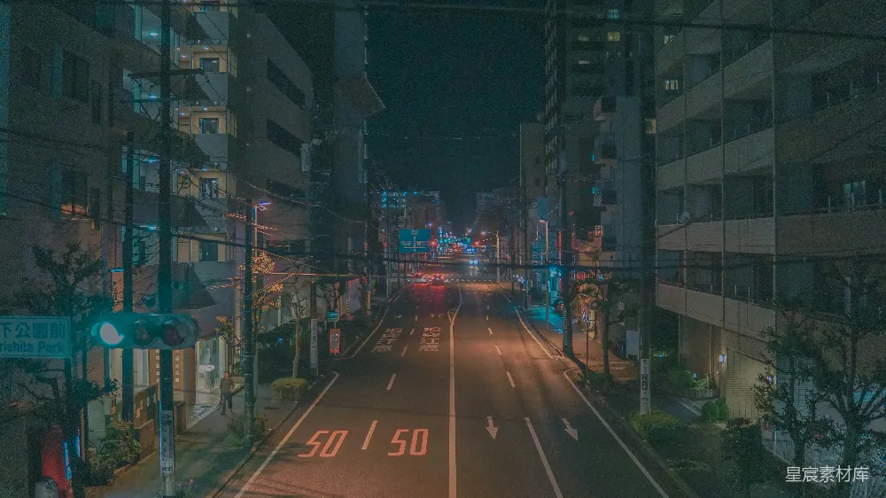 高清摄影  高楼之间的道路航拍摄影