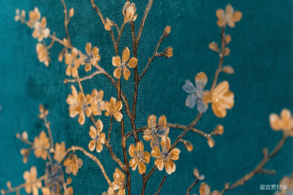高清摄影  蓝白花卉纺织品