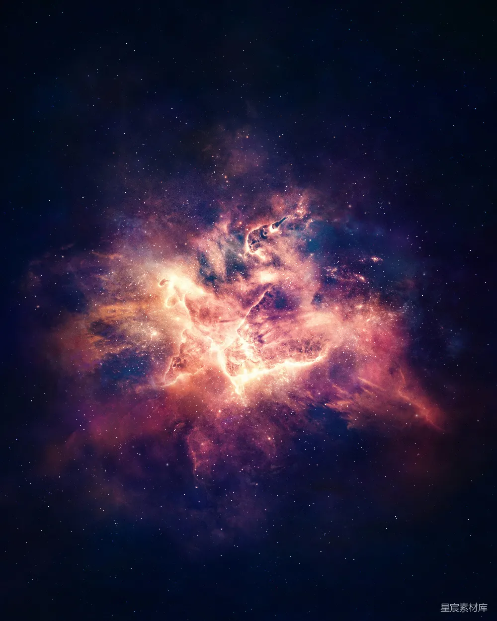 高清摄影  在夜空中中央的一颗大型星团