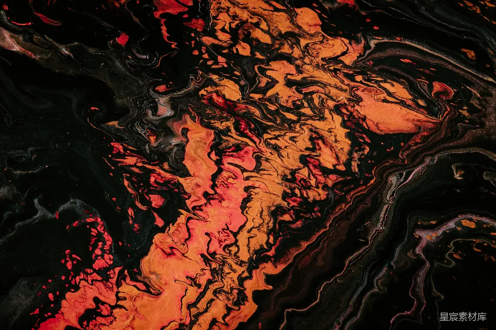高清摄影 壁纸 橙色和黑色抽象流体画
