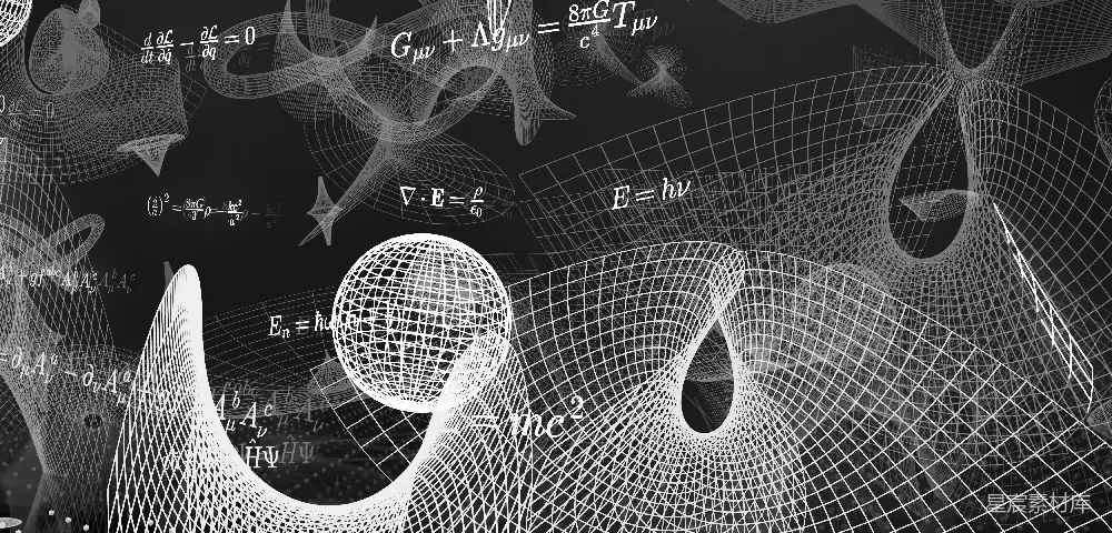 高清摄影  灰度图像中的数学公式和抽象线框结构。