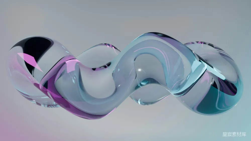 高清摄影  抽象玻璃雕塑，带有紫色和蓝色色调