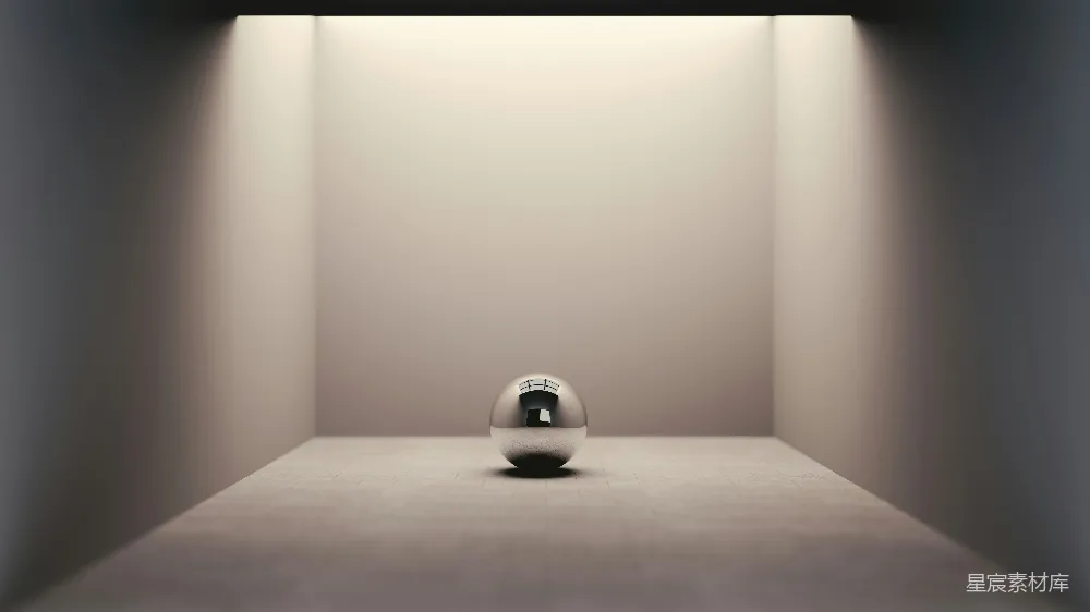 高清摄影  一个空房间，地上放着一个白球。