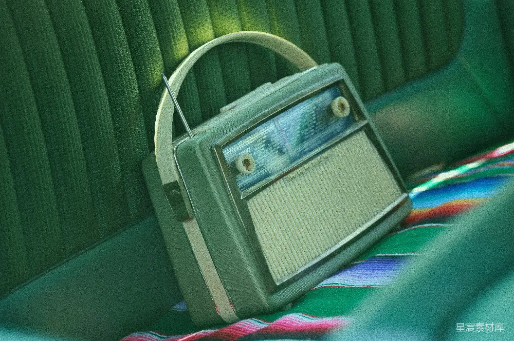高清摄影  灰色磁带收音机
