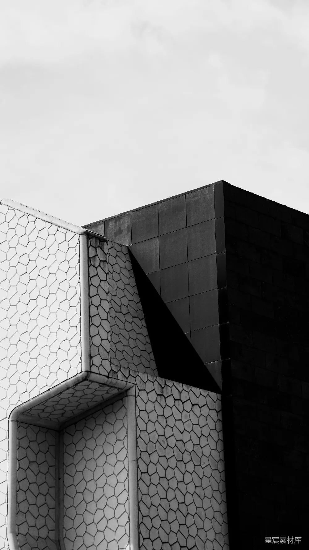 黑白几何建筑。