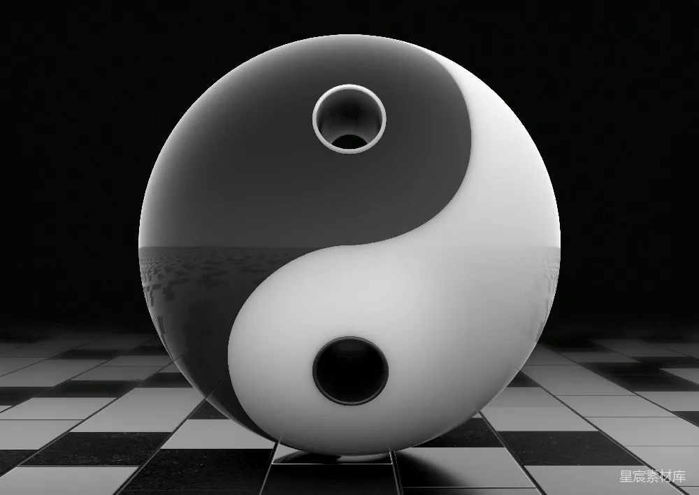 高清摄影  一个三维的阴阳符号。