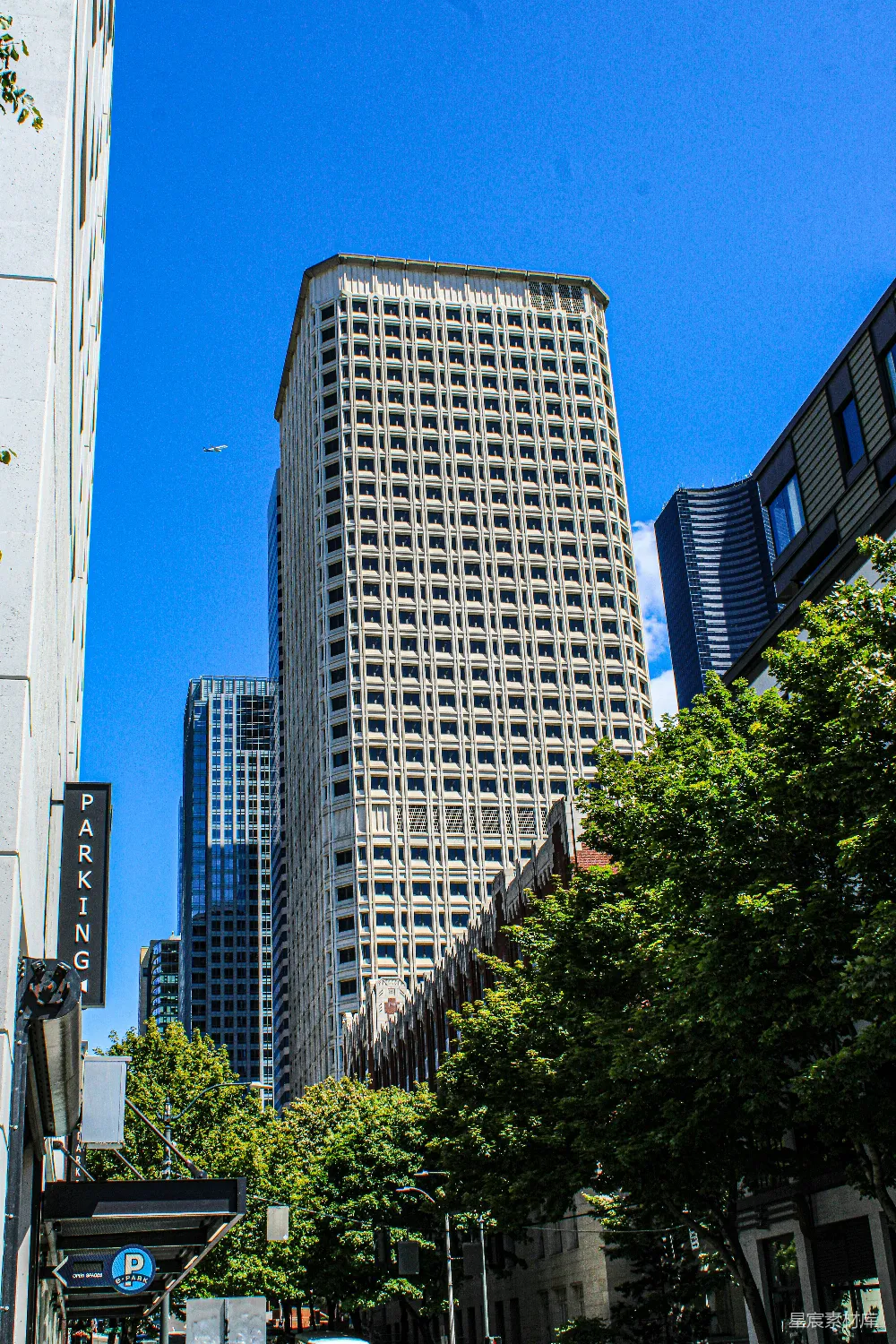 一条充满高大建筑的街道
