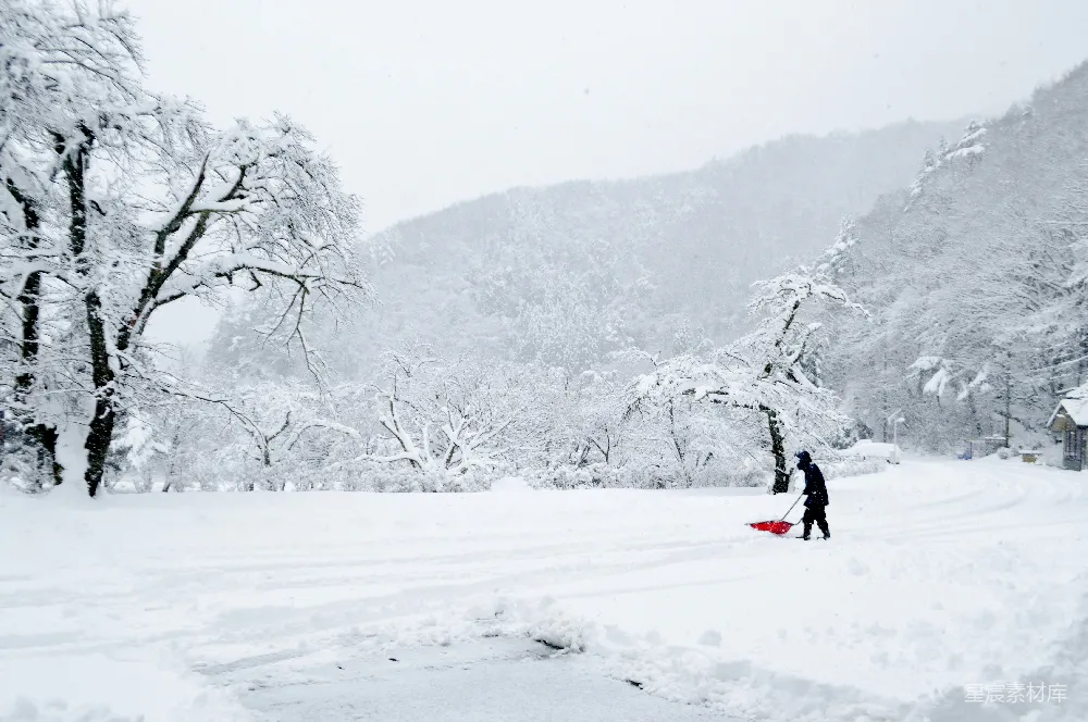 黑夹克红裤子的人坐在红色雪橇上，在覆盖着白雪的地上滑行。