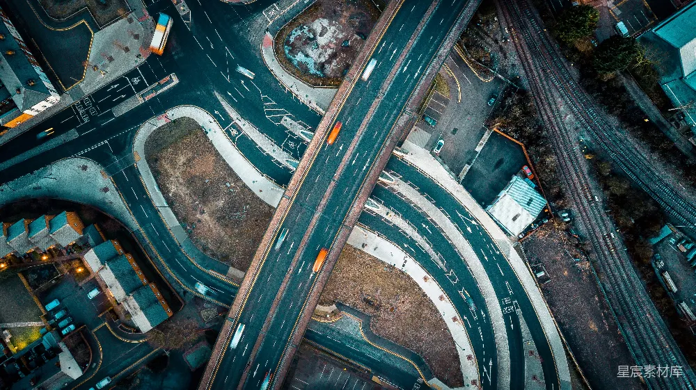 高清摄影  鸟瞰摄影中的灰色道路