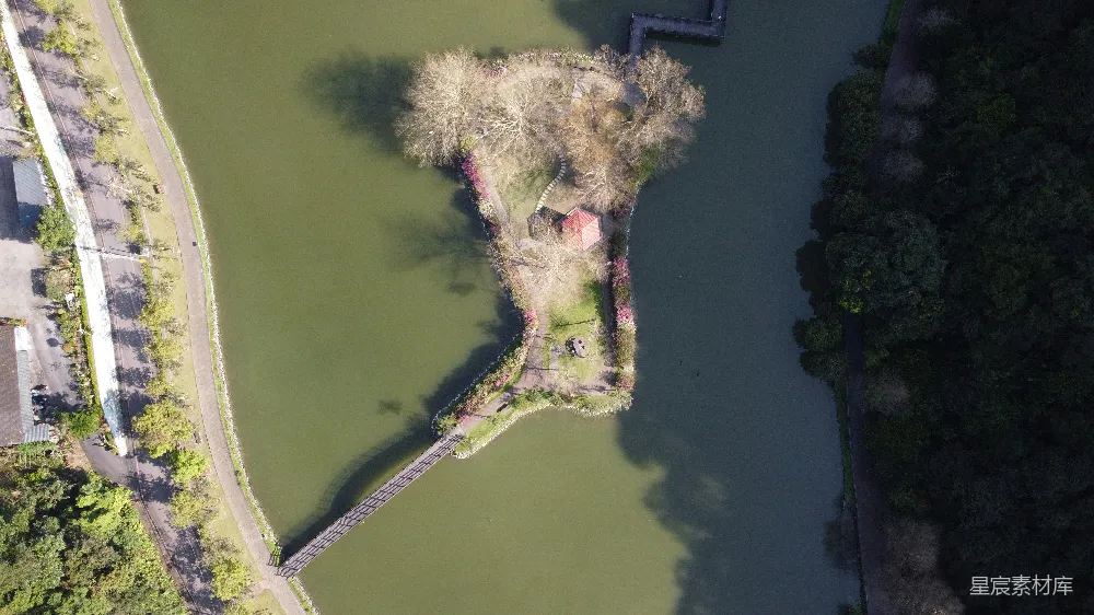 高清摄影  俯瞰河流和道路的景象