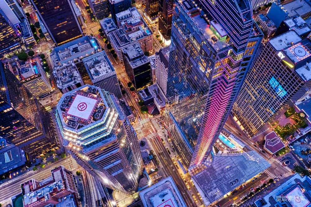 高清摄影  夜间的城市建筑俯瞰图