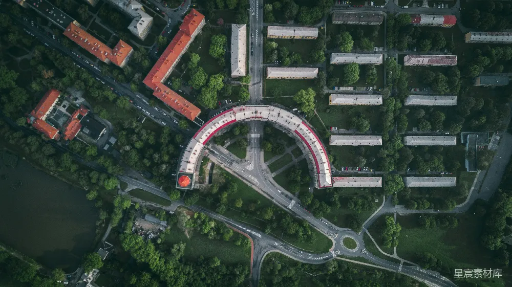 高清摄影  建筑物和树木的俯瞰图