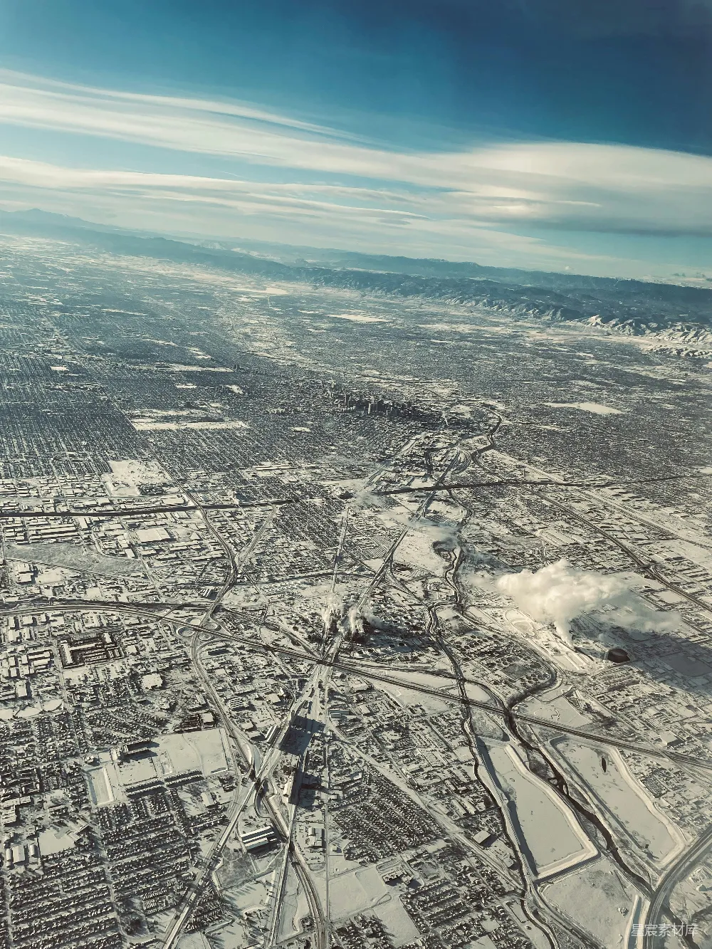 高清摄影  冬季的空中城市全景