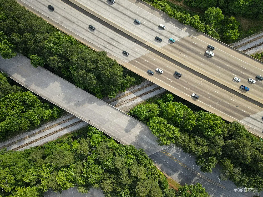 高清摄影  白天的道路空中俯瞰图