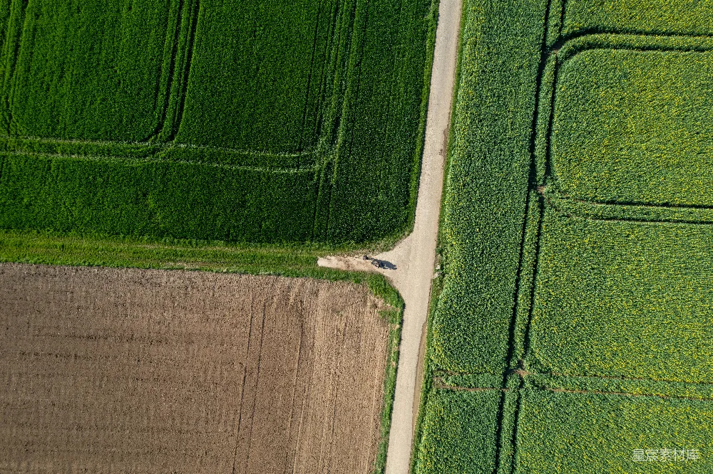 高清摄影 壁纸 一幅田野中蜿蜒道路的空中俯瞰图。