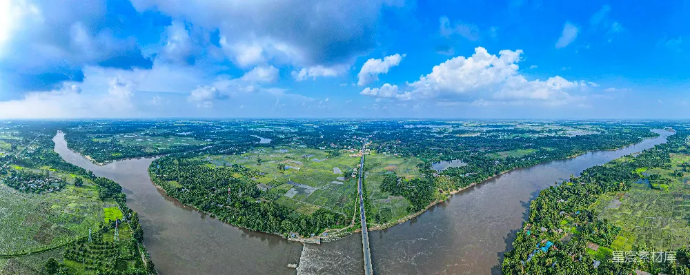 高清摄影  从鸟瞰视角看河流穿过森林的景象