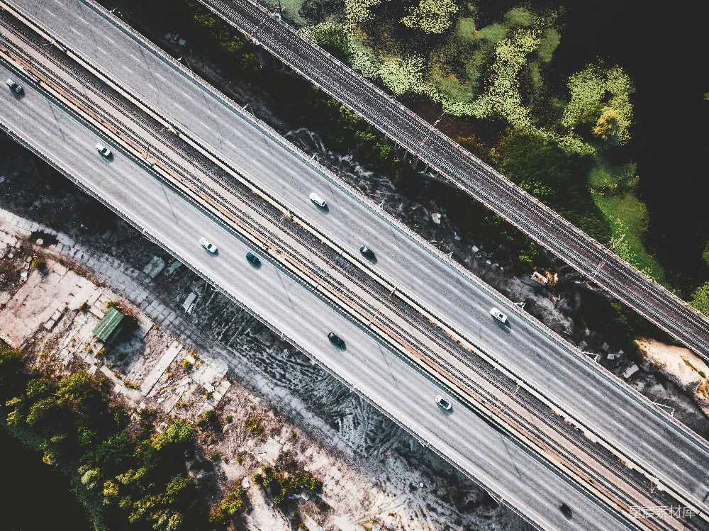 高清摄影  汽车道路的俯视图