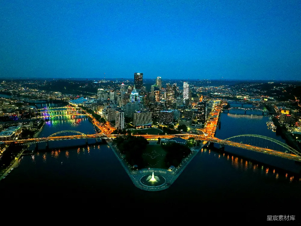 高清摄影  夜晚的城市空中俯瞰图