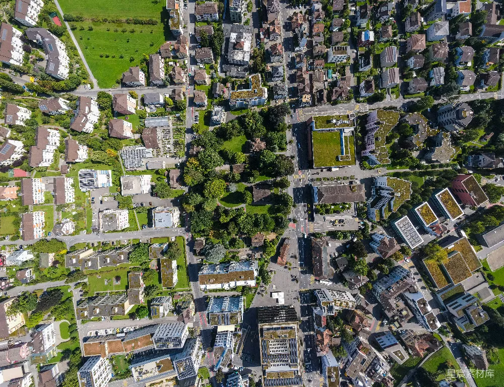 高清摄影  一座城市鸟瞰图，有许多建筑物。