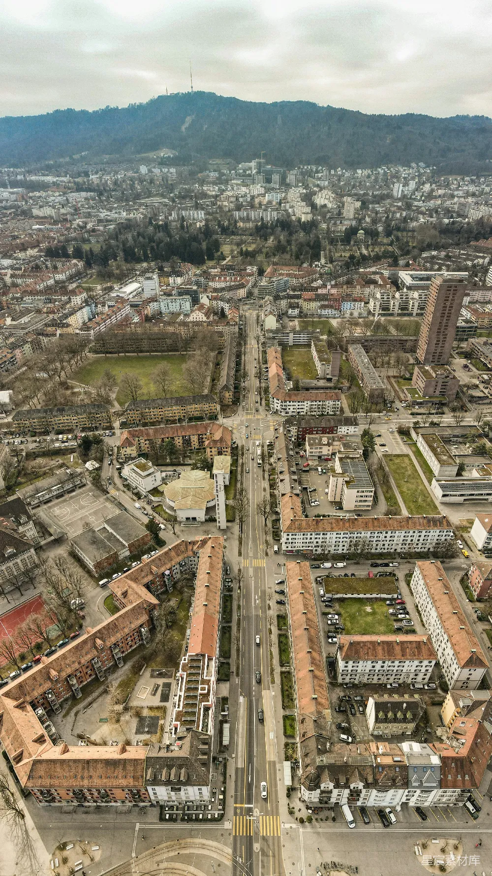 高清摄影  白天城市建筑的空中俯瞰