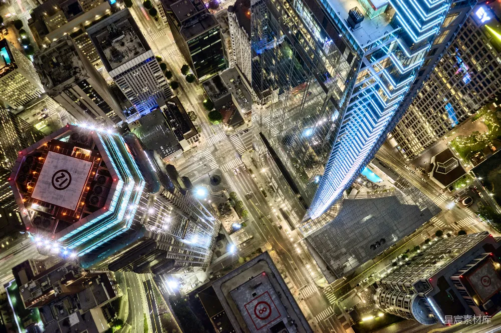 高清摄影  城市建筑物的夜景俯瞰图