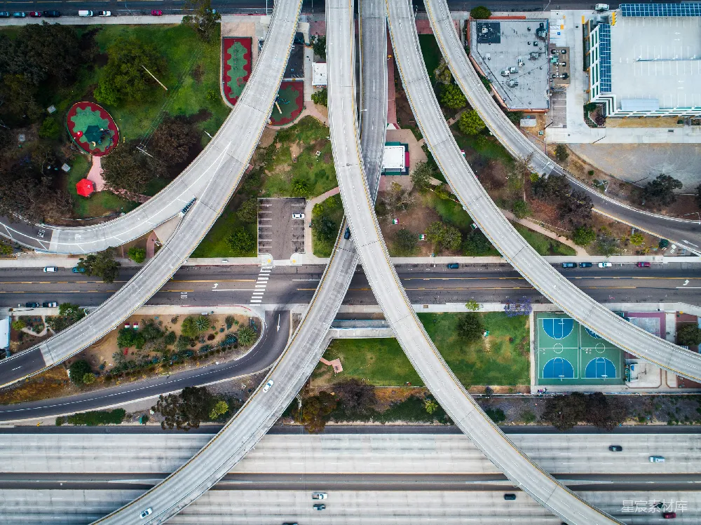 高清摄影  空中俯瞰混凝土道路