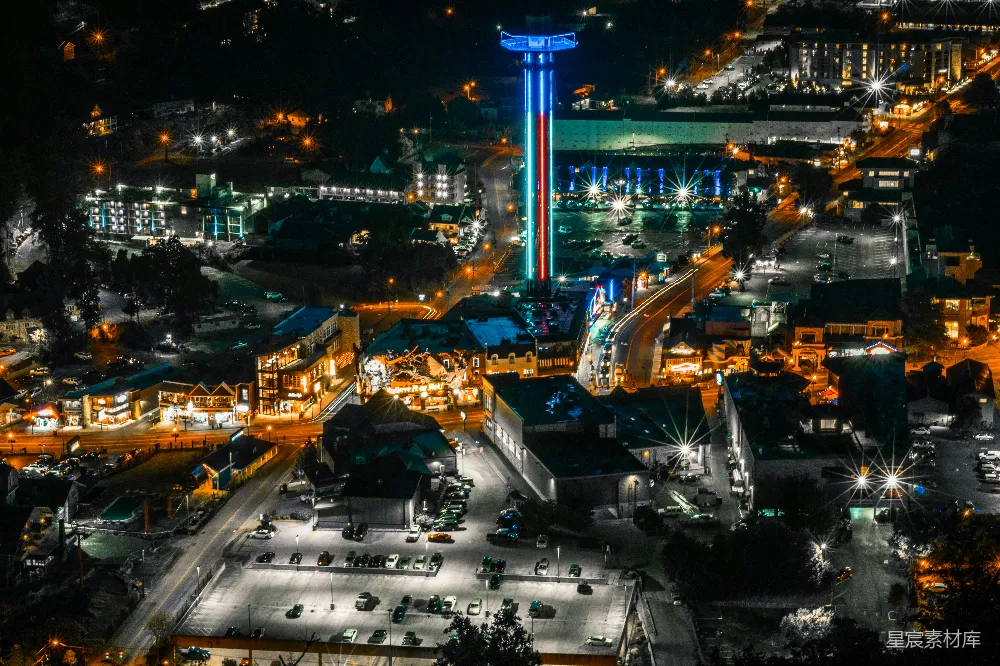 高清摄影  夜间城市航拍图