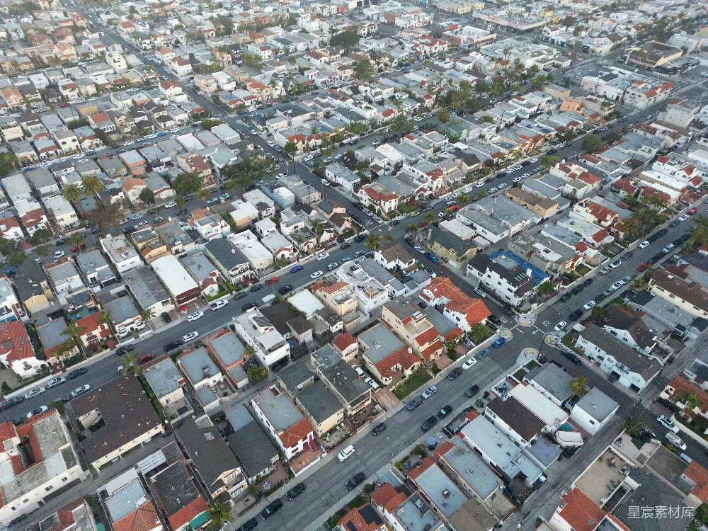 高清摄影  一个城市的鸟瞰图，有许多建筑物