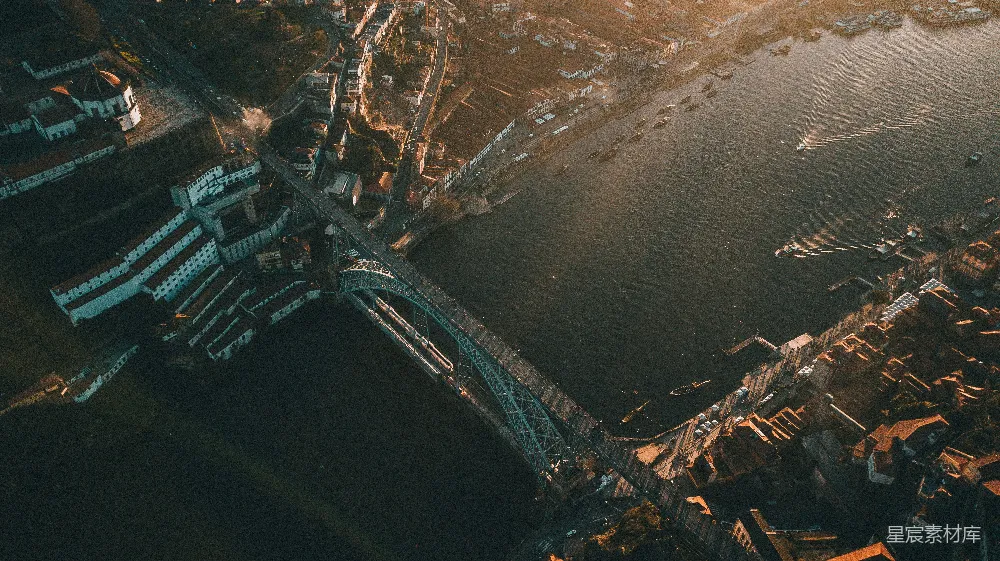 高清摄影  俯瞰城市和河流的景色