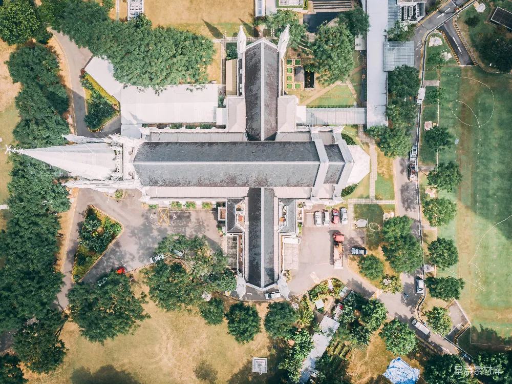高清摄影  空中俯瞰灰色的房子