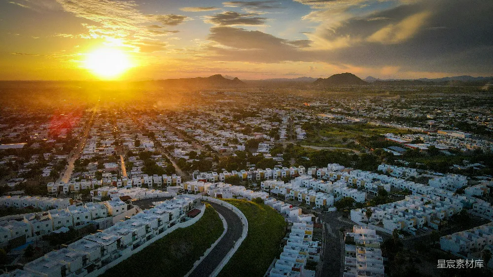 高清摄影 壁纸 一座有路和日落的城市