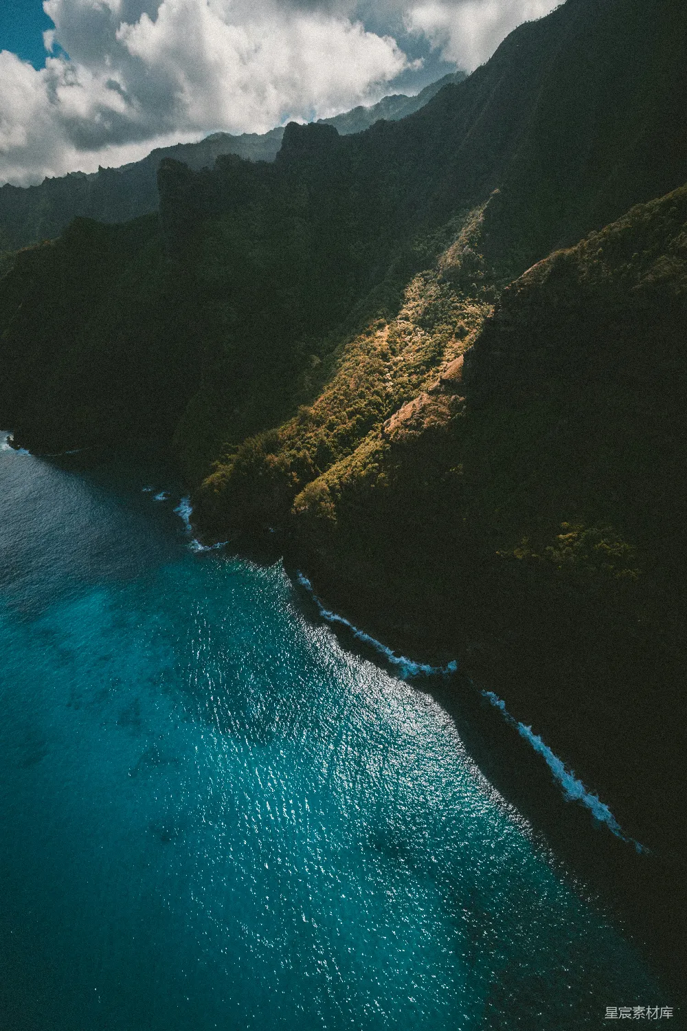高清摄影  俯瞰山与海的景象