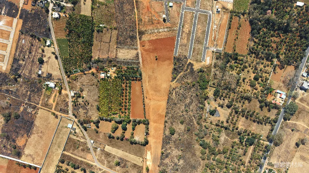 高清摄影  航拍农田和建筑工地开发用地