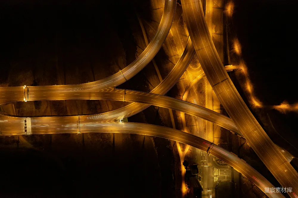高清摄影 壁纸 夜间航拍高速公路交叉口的景象