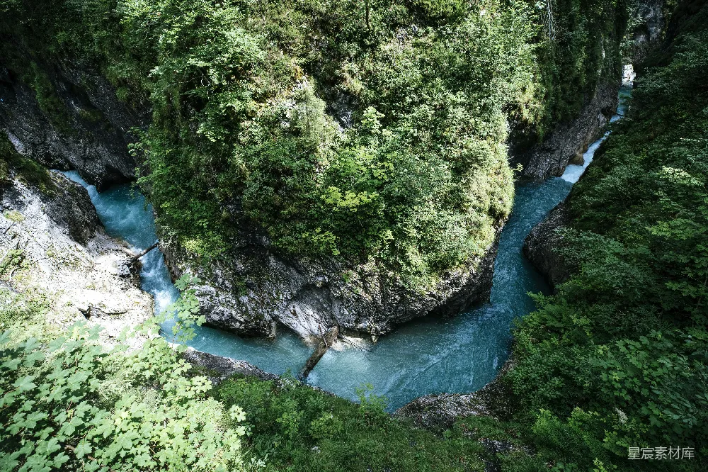 高清摄影 旅行 自然 一条流经森林的河流