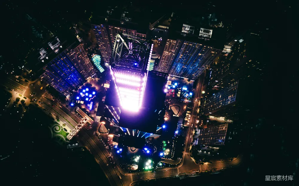 高清摄影  夜间的城市景观俯瞰图