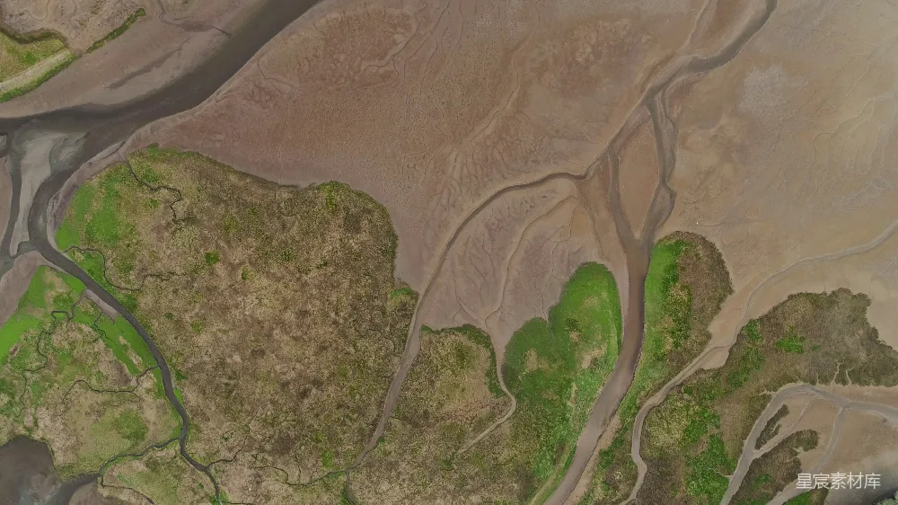 高清摄影  在发现湾河口湿地的空中拍摄