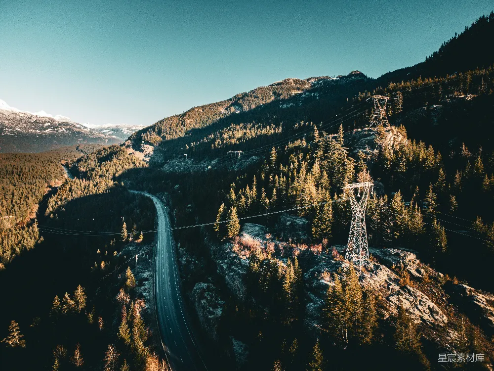 高清摄影 旅行 山间公路的鸟瞰图